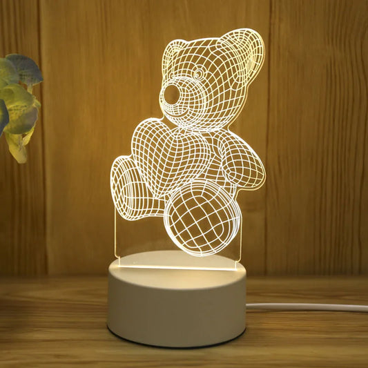 Lamp LED 3D Nounours- Veilleuse Romantique